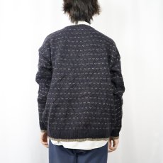 画像3: 90's Woolrich バーズアイ柄 ウールニットセーター NAVY L (3)