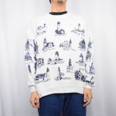 画像2: 90's MICHIGAN RAG CO. USA製 カモメ柄 プリントスウェット L (2)