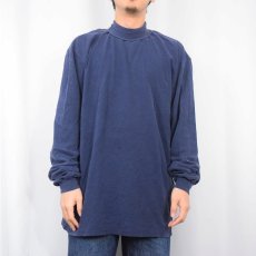 画像2: 90's duofold USA製 無地タートルネックロンT NAVY XL (2)