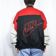 画像4: 90's NIKE 銀タグ "NIKETOWN CHICAGO" ロゴ刺繍 切り替えデザイン コットンジャケット XL (4)