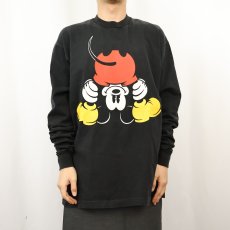 画像2: 90's MICKEY&CO. USA製 "MICKEY MOUSE" キャラクタープリントロンT BLACK XL (2)