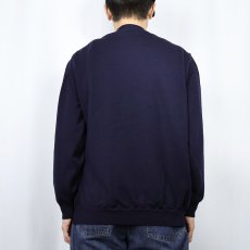 画像3: 90's J.CREW ITALY製 メリノウールニットカーディガン NAVY L (3)