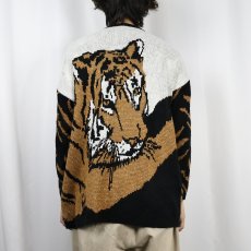 画像3: 90's Precious Knit USA製 トラ柄 ジャガードニットセーター ONESIZE (3)