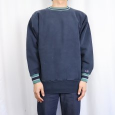 画像2: 90's Champion REVERSE WEAVE USA製 ボーダーリブ スウェット NAVY L (2)