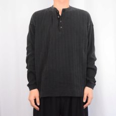 画像2: 90's GAP リブ編み ヘンリーネック ロンT BLACK S (2)