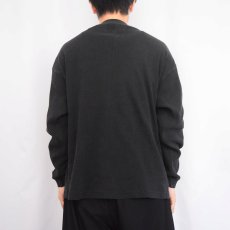 画像3: 90's GAP リブ編み ヘンリーネック ロンT BLACK S (3)