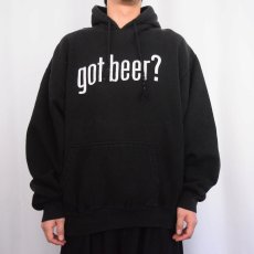 画像2: STEVE& BARRY'S "got beer?" パロディプリントスウェットフーディー BLACK L (2)