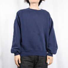 画像2: 90's RUSSELL ATHLETIC USA製 前V 無地スウェット NAVY XL (2)