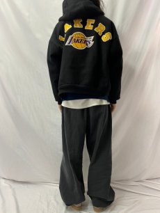 画像5: 90's Chalk line "LOS ANGELES LAKERS" フード付き ウールスタジャン L (5)