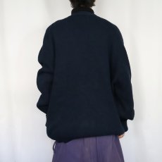 画像3: 90's Velva Sheen USA製 刺繍付き アクリルニットカーディガン NAVY XXL (3)