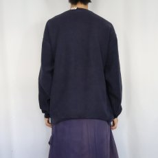 画像3: 90's LANDS'END USA製 前V 鹿の子スウェット NAVY L (3)