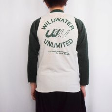 画像4: 80's Champion トリコタグ USA製 "WILDWATER UNLIMITED" レーヨンロンT GREEN M (4)