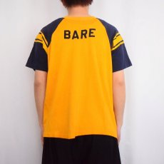 画像3: 70's Champion USA製 バータグ フロッキープリント レーヨンフットボールTシャツ L (3)