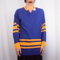 画像2: 60〜70's bauer レースアップ レーヨンフットボールTシャツ XL (2)