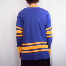 画像3: 60〜70's bauer レースアップ レーヨンフットボールTシャツ XL (3)