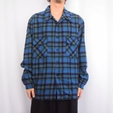 画像2: 70〜80's PENDLETON USA製 チェック柄 ウールオープンカラーシャツ XXL (2)