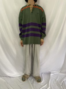 画像2: 90's〜 POLO Ralph Lauren ボーダー柄 ラガーシャツ L (2)