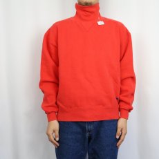 画像2: 90's RUSSELL ATHLETIC USA製 "HIGH COTTON" 前V タートルネック無地スウェット M (2)