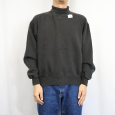 画像2: 90's RUSSELL ATHELETIC "HIGH COTTON" USA製 ハイネック 前Vスウェット BLACK M (2)