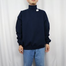 画像2: 90's TULTEX タートルネック無地スウェット NAVY XL (2)