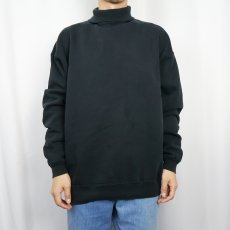 画像2: 90's LANDS' END USA製  タートルネック無地スウェット BLACK L (2)