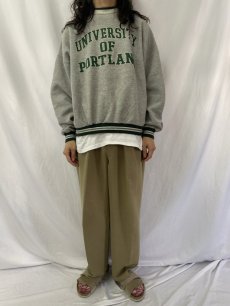 画像2: 90's MV SPORT USA製 "UNIVERSITY OF PORTLAND" ボーダーリブスウェット XL (2)