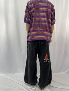 画像4: JNCO JEANS スカル刺繍 ブラックワイドデニムパンツ W34 (4)