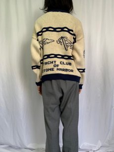 画像4: 90's Leoniak "YACHT CLUB STONE HARBOR" コットンスキーニットセーター L (4)