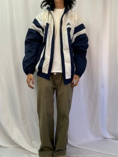 画像2: 80's adidas ストライプ柄 ナイロンジャケット XL NAVY×WHITE (2)