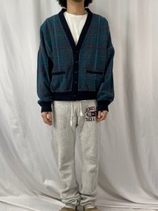 画像2: 80's PENDLETON USA製 チェック柄 ウールカーディガン XL (2)