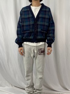 画像2: 80's PENDLETON USA製 チェック柄 ウールカーディガン XL (2)