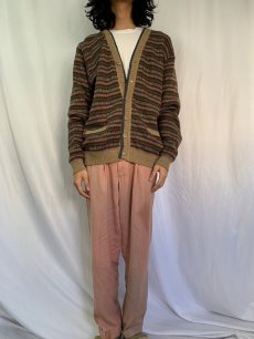 画像2: TOP KNIT マルチボーダー柄 ニットカーディガン XL (2)