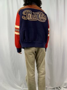 画像5: 90's JH DESIGN USA製 "PEPSI COLA" レザー切り替え レーシングジャケット XL (5)