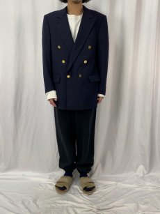 画像2: 80〜90's Burberrys ダブルブレスト テーラードジャケット NAVY (2)