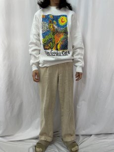 画像2: 90's "Van Gogh's Cat" USA製 パロディ スウェット XL (2)