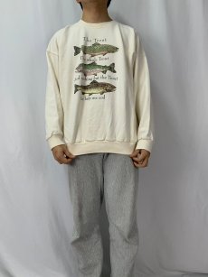 画像2: 90's "The Trout" CANADA製 魚プリントスウェット (2)