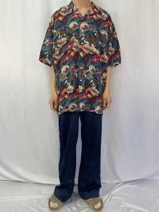 画像2: 90's POLO Ralph Lauren 総柄 レーヨンオープンカラーシャツ XL (2)