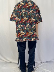 画像4: 90's POLO Ralph Lauren 総柄 レーヨンオープンカラーシャツ XL (4)