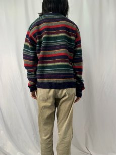 画像4: J.CREW マルチボーダー柄 ウールニットセーター XL (4)