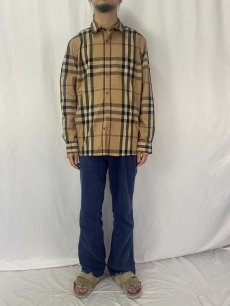 画像2: BURBERY BRIT バーバリーチェック柄 マチ付き コットン×ナイロンシャツ XL (2)