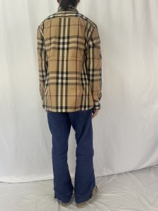 画像4: BURBERY BRIT バーバリーチェック柄 マチ付き コットン×ナイロンシャツ XL (4)