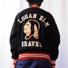 画像4: 80's USA製 "LOGAN ELM BRAVES" インディアンヘッド メルトンウールスタジャン (4)