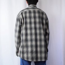 画像3: Woolrich オンブレーチェック柄 エルボーパッチ付き ウールシャツ XL (3)