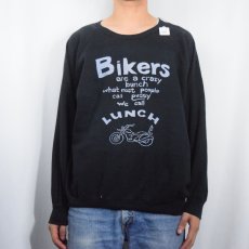 画像2: 80's CANADA製 "Bikers" プリントラグランスウェット BLACK XL (2)