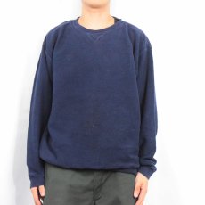 画像2: LANDS' END USA製 前V パイルスウェット NAVY L (2)