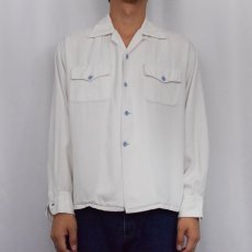 画像2: 50's Long Wear レーヨン×ダクロン オープンカラーシャツ (2)