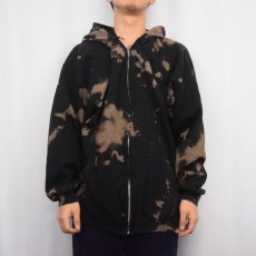 画像3: GILDAN ブリーチ加工 スウェットジップパーカー BLACK 2XL (3)