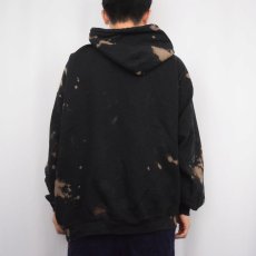 画像4: GILDAN ブリーチ加工 スウェットジップパーカー BLACK 2XL (4)