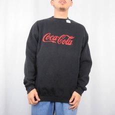 画像2: 90's Coca-Cola USA製 飲料メーカー ロゴ刺繍スウェット BLACK L (2)