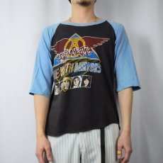 画像3: 80's AEROSMITH "DONE WITH MIRRORS" パキ綿 ハードロックバンドラグランTシャツ M (3)